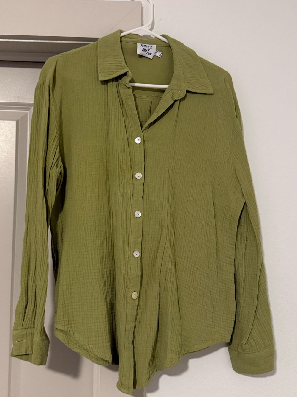Princess Polly Olive Textured Button Down Blouse